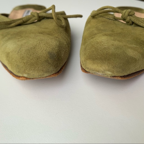 Manolo Blahnik Green Suede Vintage Ballerimu Mules - Picture 3 of 7